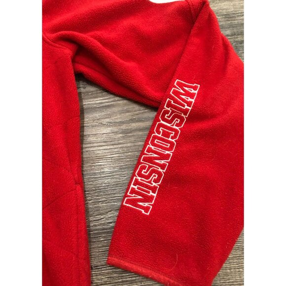 Adidas Womens Medium Wisconsin Badgers Red 1/4 Zip Fleece Pullover - Picture 3 of 6